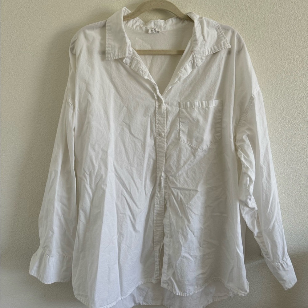 Cotton On White Oversized Button Down Shirt
